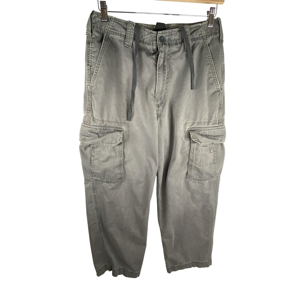 VTG Transnine Cargo Pants Mens 31x31 Skater Grunge Y2K Drawstring Baggy Wide Leg